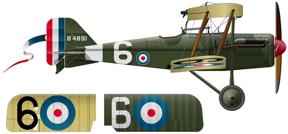 ����������� S.E.5a (�������� ����� B4891) � ��������� �� ������ ������������ ������������ ��������� ������ �B� 56-� ���������� RFC �������� ����������, �� ������� ��� ����� � 4 ������� 1917 �� 1 ����� 1918 ��. � ������� 31 ��������� ������. ������� ��������� � ������� ����� 12 ������, ����� �� ����������� ���������� ���, � �������� ����� �� �� ��� ������� ������ �G�, ������������� �� ������ ��������, � ����� ������ � ����� �� ������ ����������� �������, �������� �� ����� �6� - ������������ �����, ������� ������ | Warspot.ru