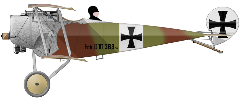Fokker D.III (�������� ����� D368/16), �� ������� ������-�������������� ���� ����� � Jasta 15 � ������ 1916 ����. �� �������� �� ������� ��� ���������� ������������ �������� ������ ����������� ��� ����������� ��������� � ����� ��������� ������������, �� ���� ���� �� ���������, � ������ ����� � ��� �� ����������� - ������ ����� ���������� | Warspot.ru